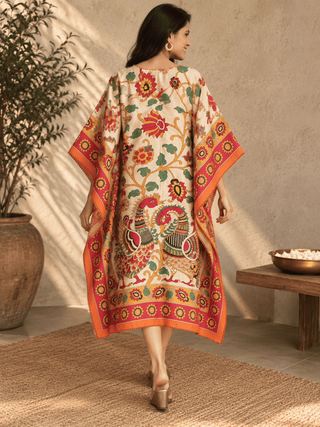 Peacock Kaftan - Beige