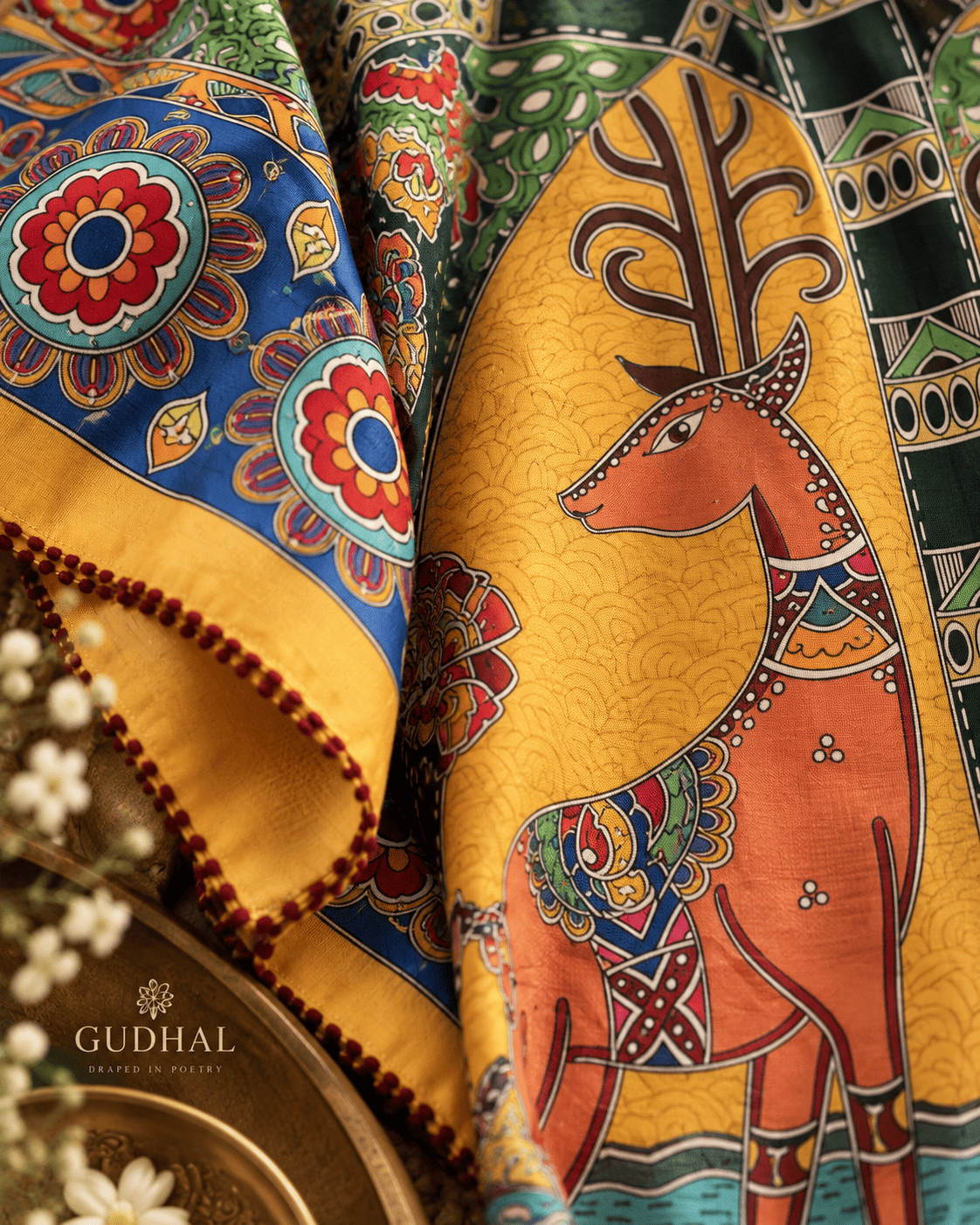 Madhubani Kaftan - Yellow Deer