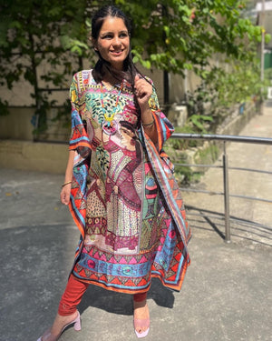 Madhubani Kaftan - Pink Tribal