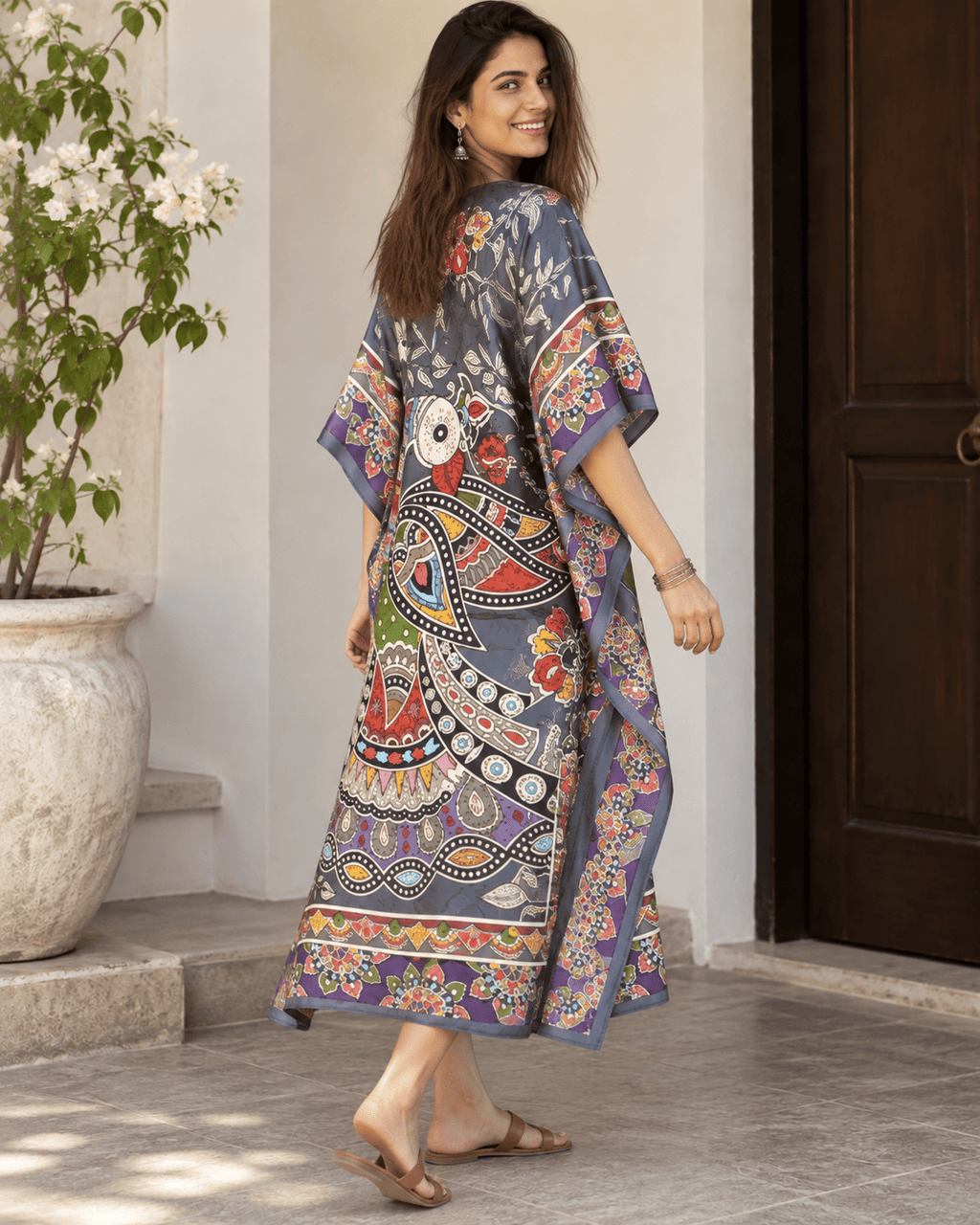 Peacock Kaftan - Grey