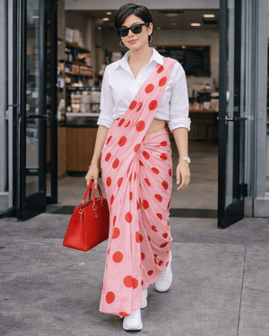 Polka Dots Saree - Red