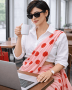 Polka Dots Saree - Red