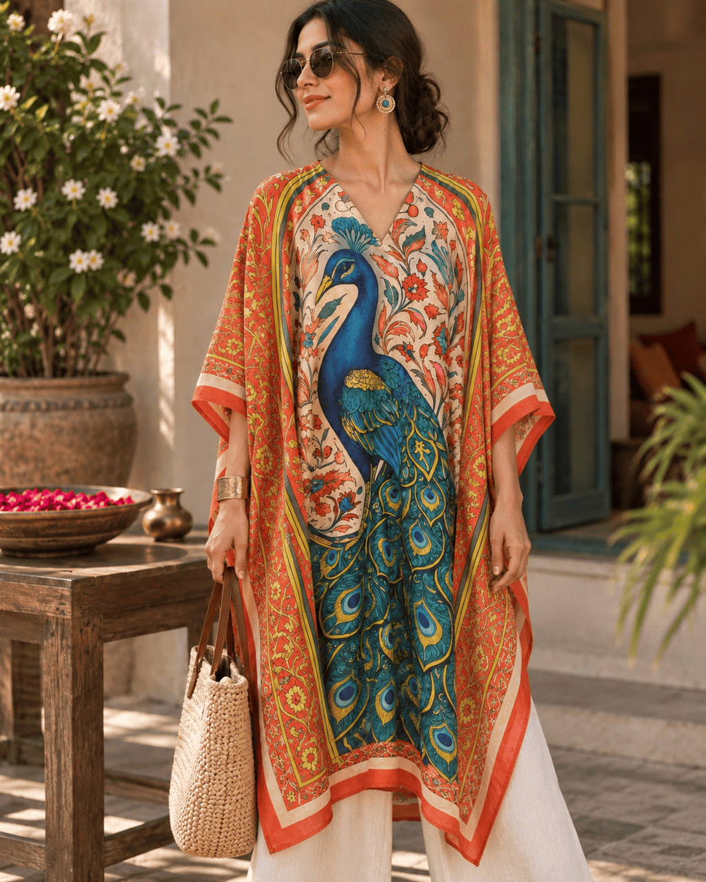 Peacock Kaftan - Orange