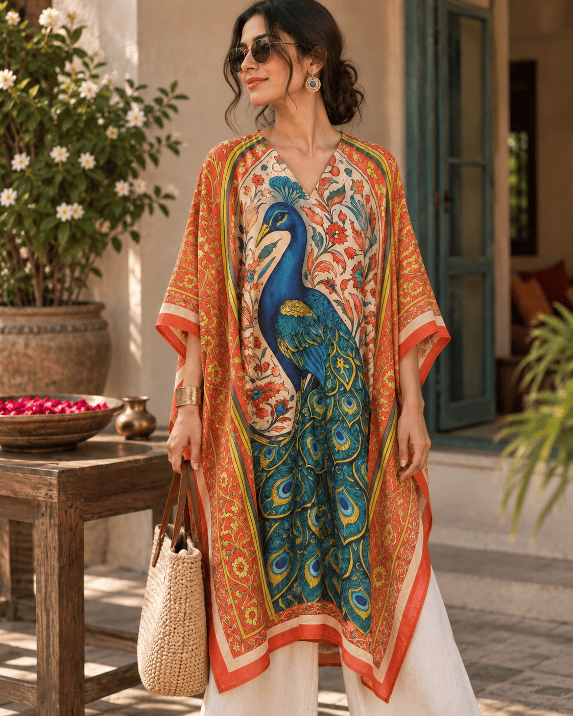 Peacock Kaftan - Orange
