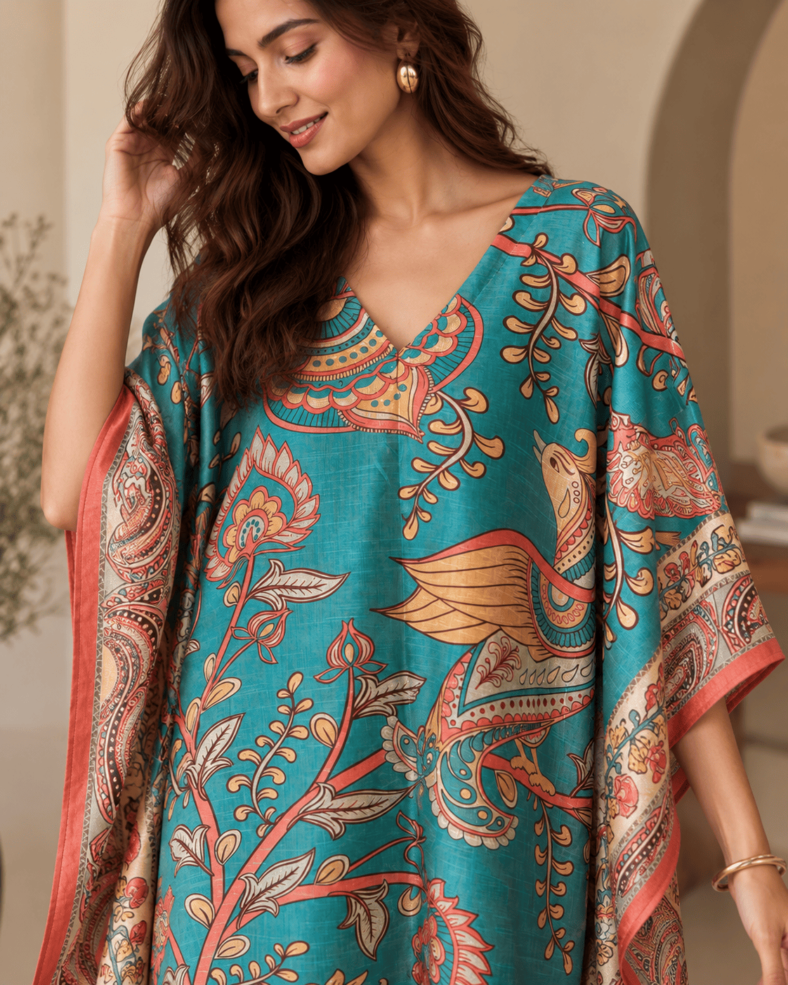 Peacock Kaftan - Teal