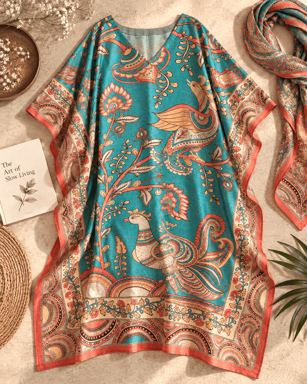 Peacock Kaftan - Teal