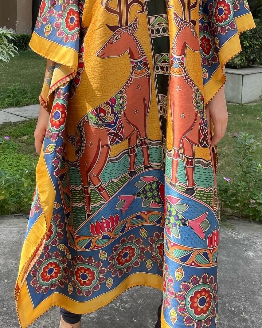 Madhubani Kaftan - Yellow Deer