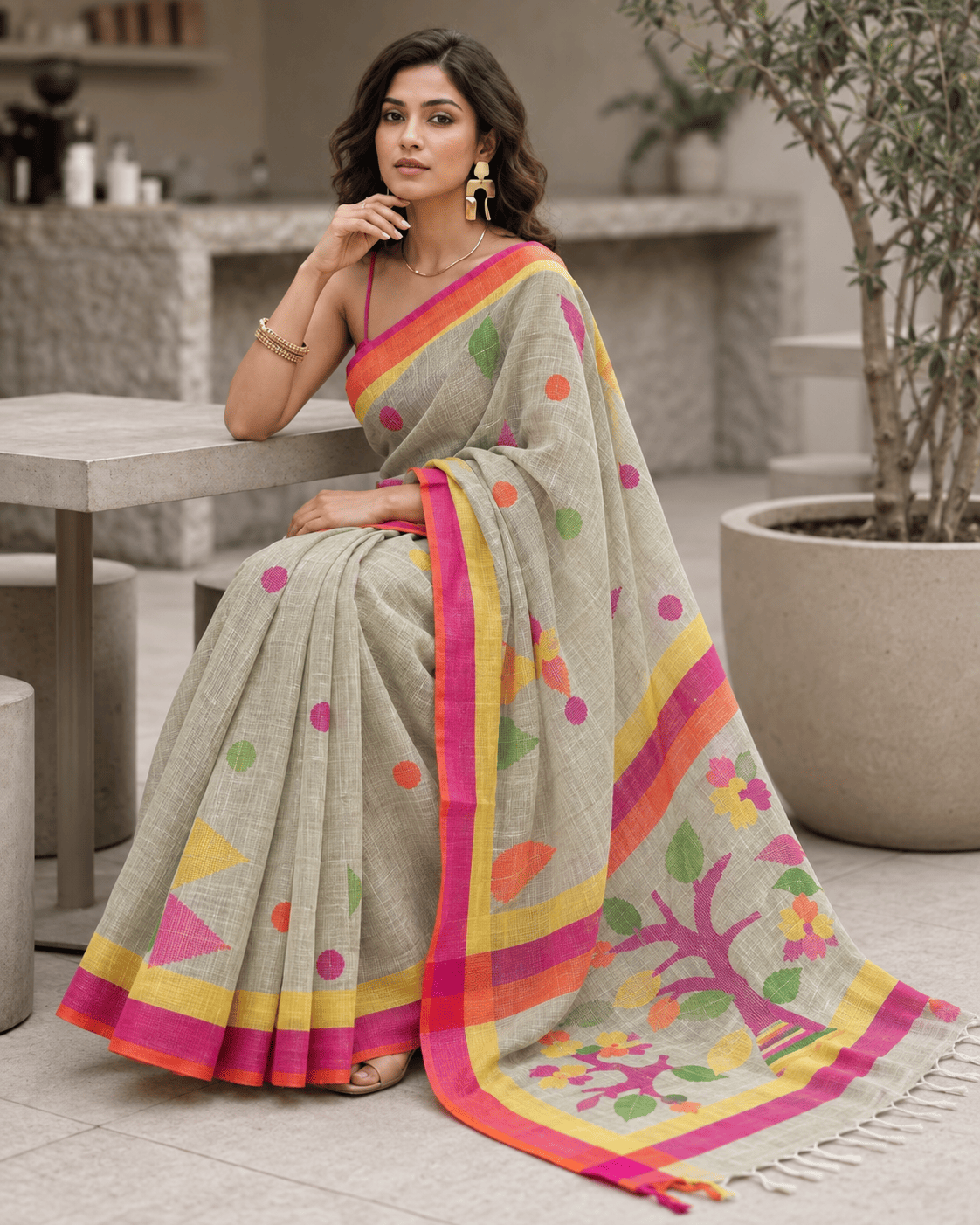 Rasbhari Saree - Pista
