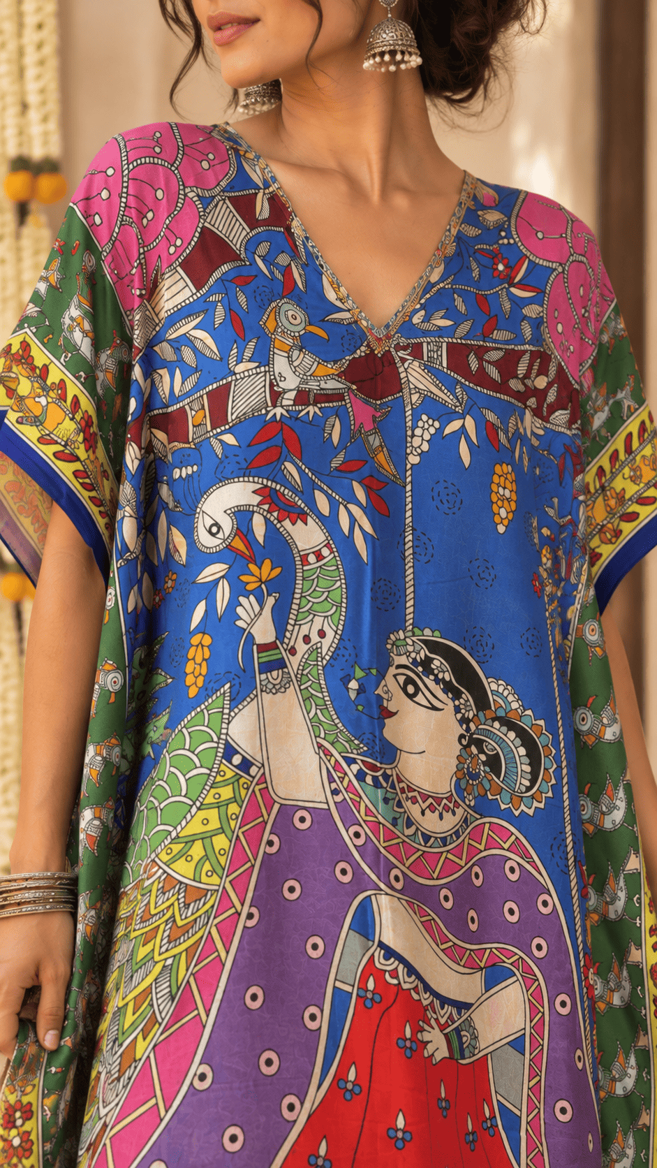 Madhubani Kaftan - Blue Radharani