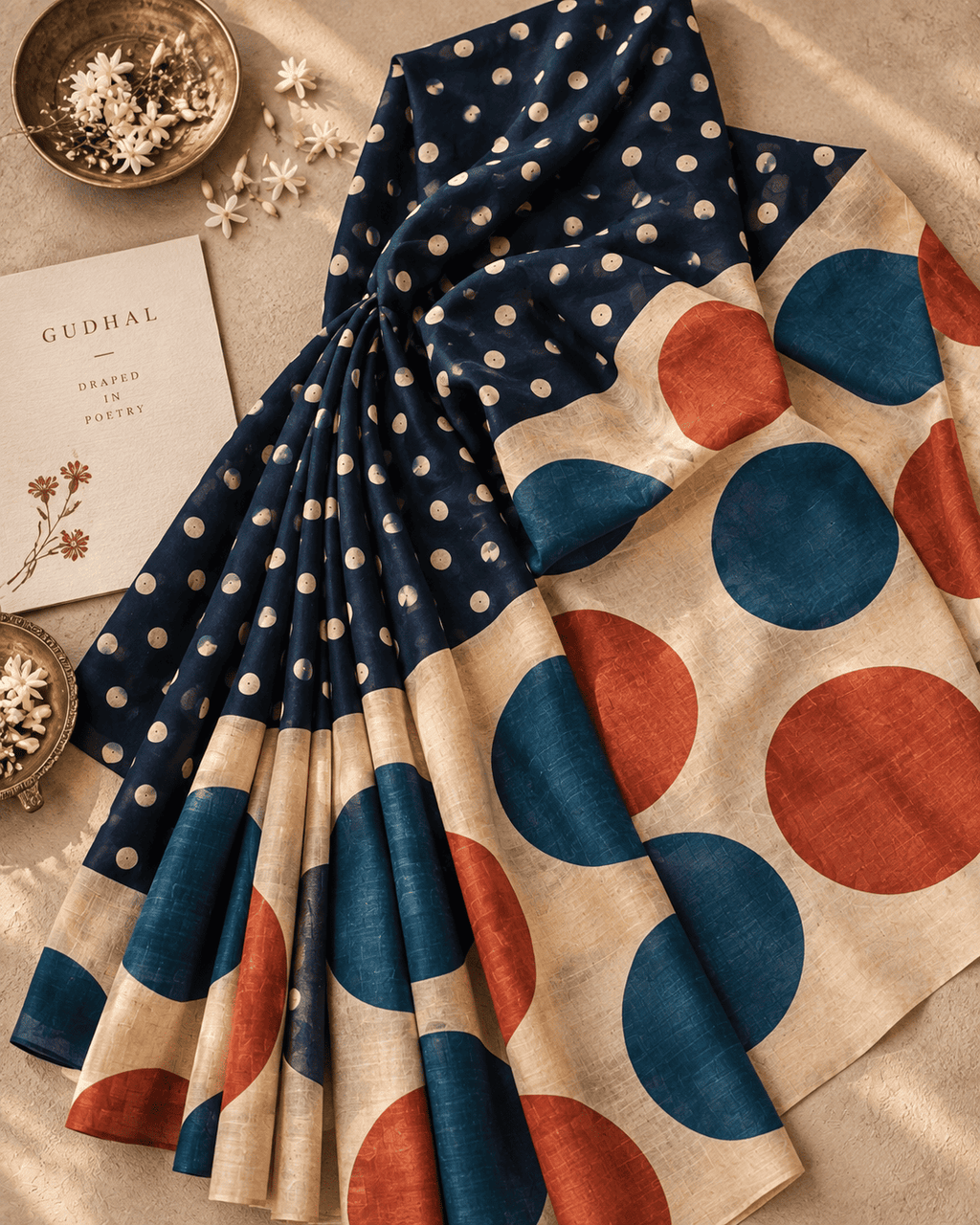Polka Dots Saree - Blue