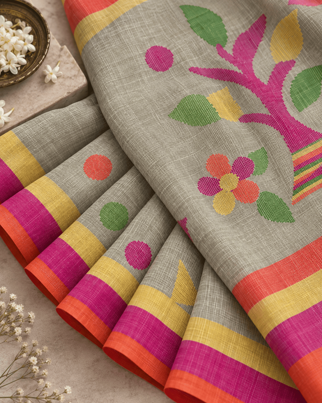Rasbhari Saree - Pista