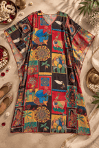 Madhubani Kaftan - Red Folk