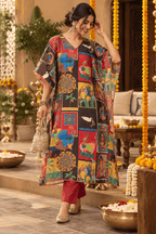 Madhubani Kaftan - Red Folk