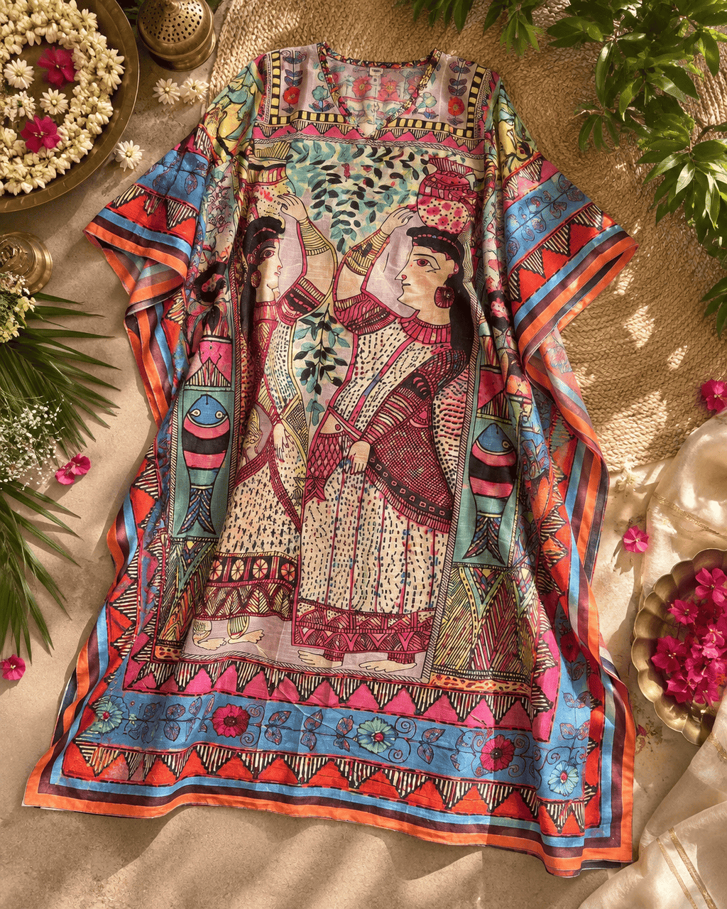 Madhubani Kaftan - Pink Tribal