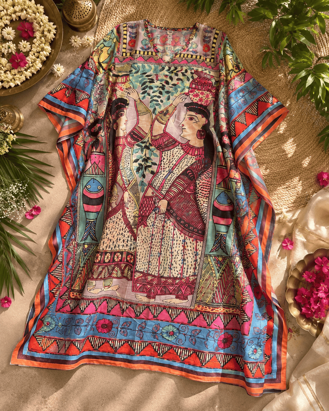 Madhubani Kaftan - Pink Tribal