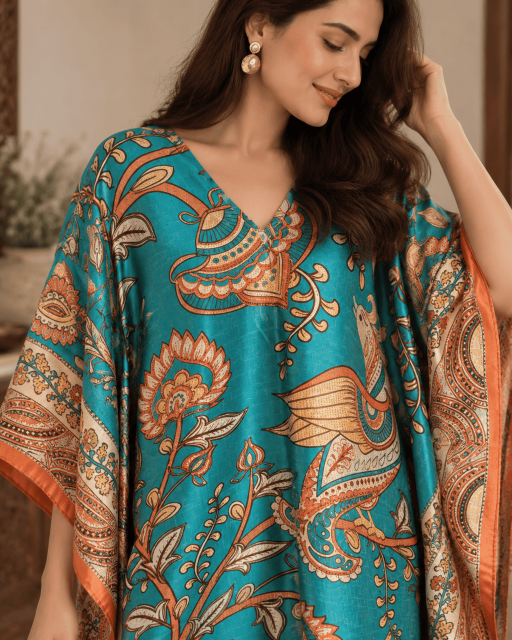 Peacock Kaftan - Teal
