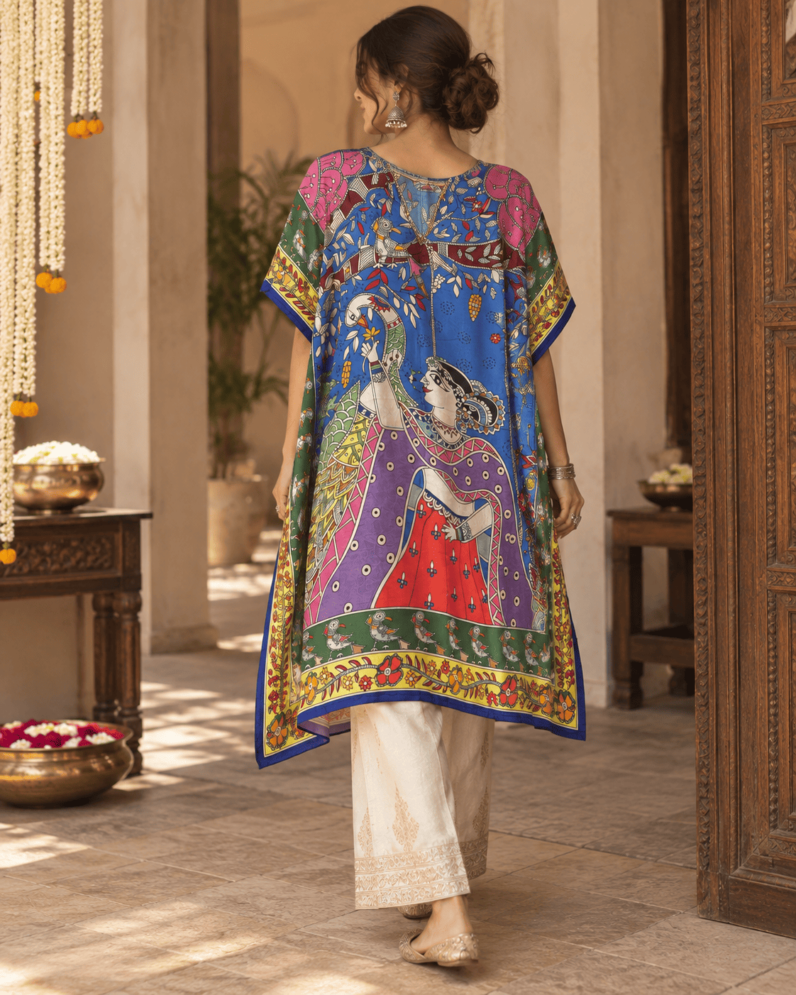 Madhubani Kaftan - Blue Radharani