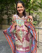 Madhubani Kaftan - Pink Tribal
