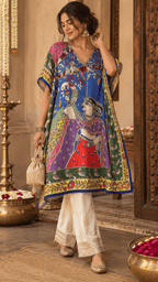 Madhubani Kaftan - Blue Radharani