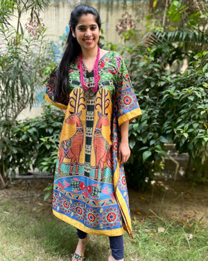 Madhubani Kaftan - Yellow Deer