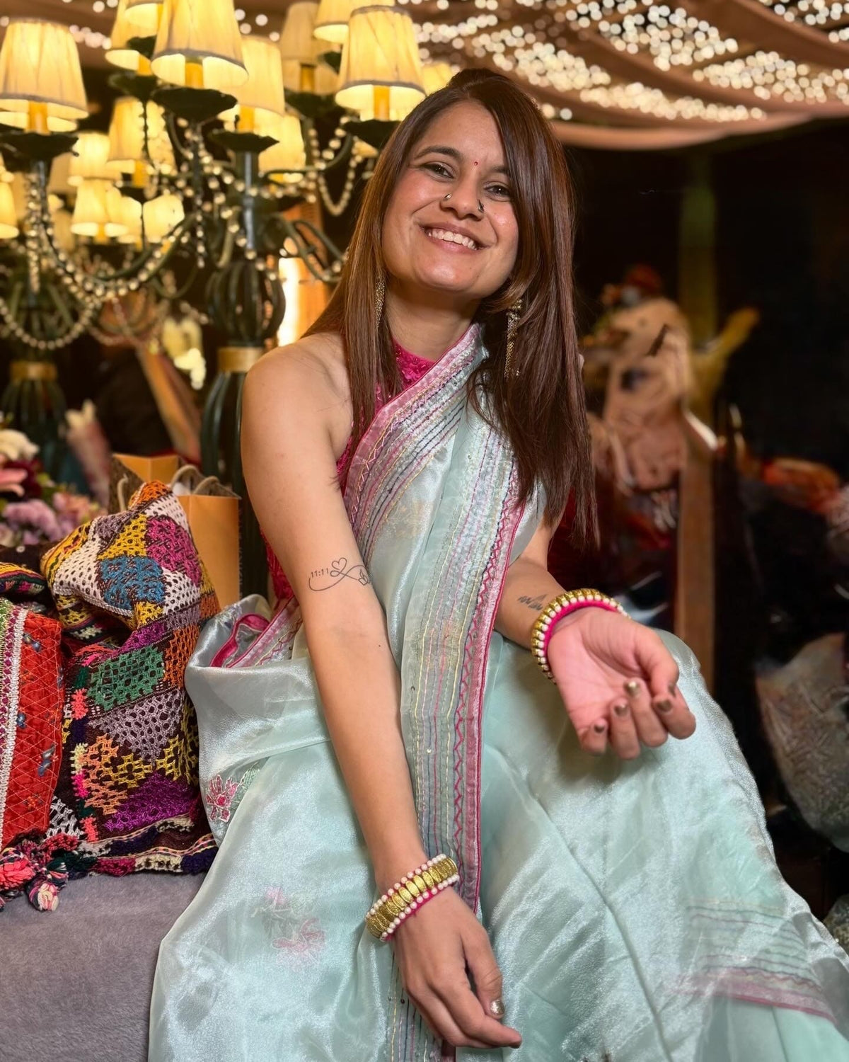 Still Meera Saree - Ice Blue