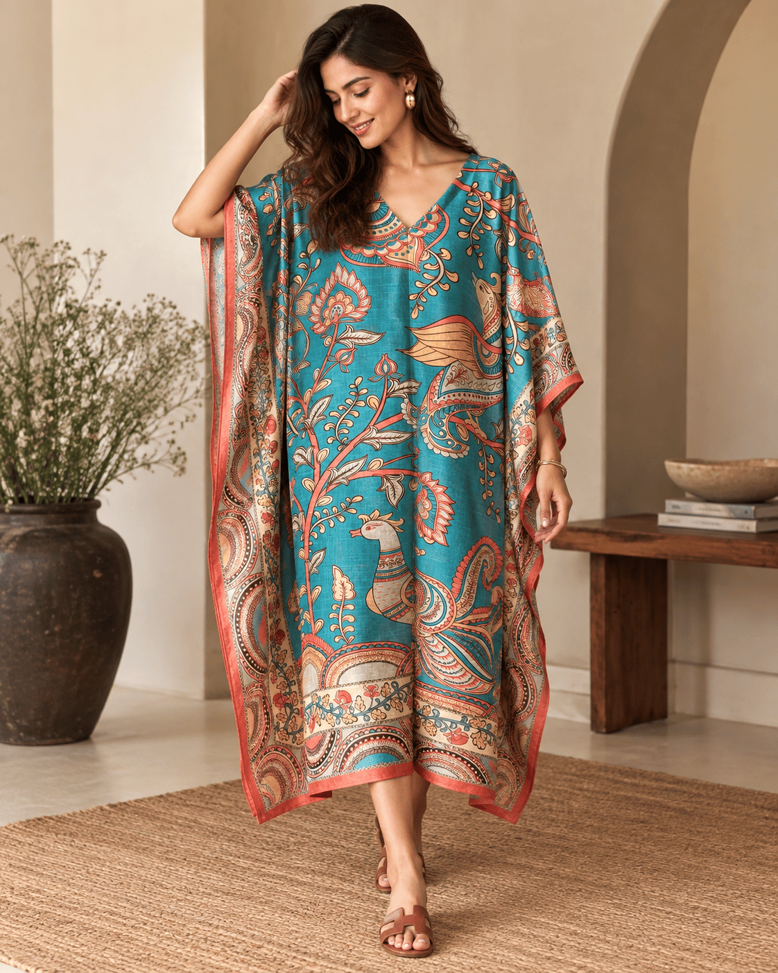 Peacock Kaftan - Teal