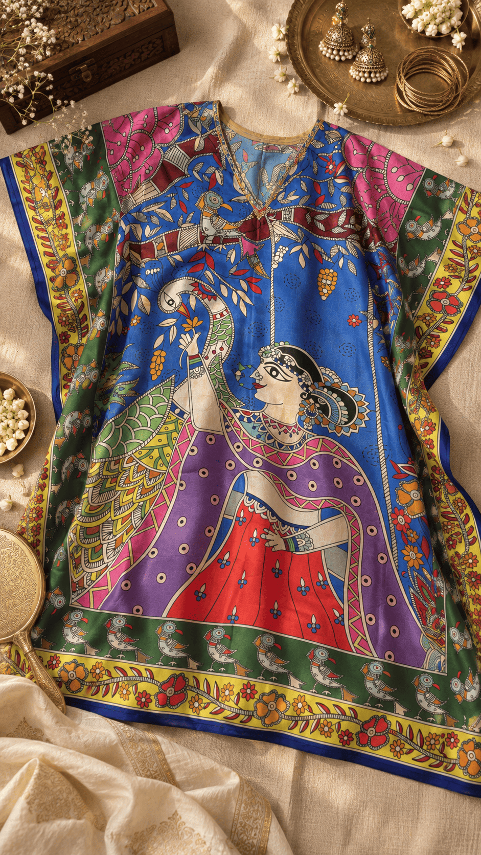 Madhubani Kaftan - Blue Radharani