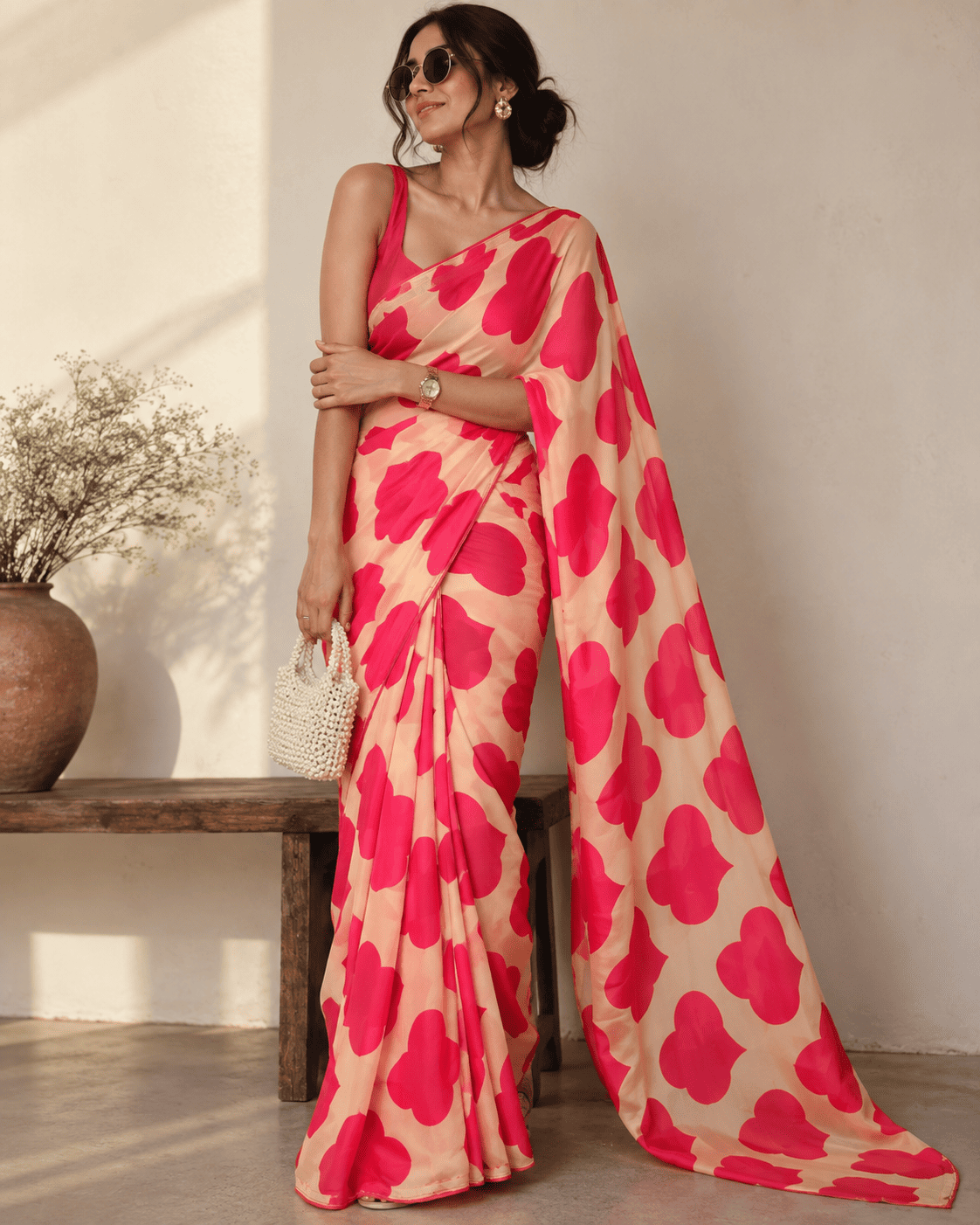 Pink Hearts Saree