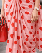 Polka Dots Saree - Red