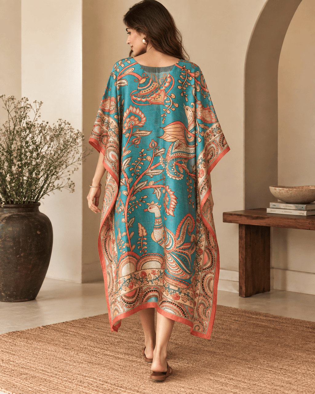 Peacock Kaftan - Teal