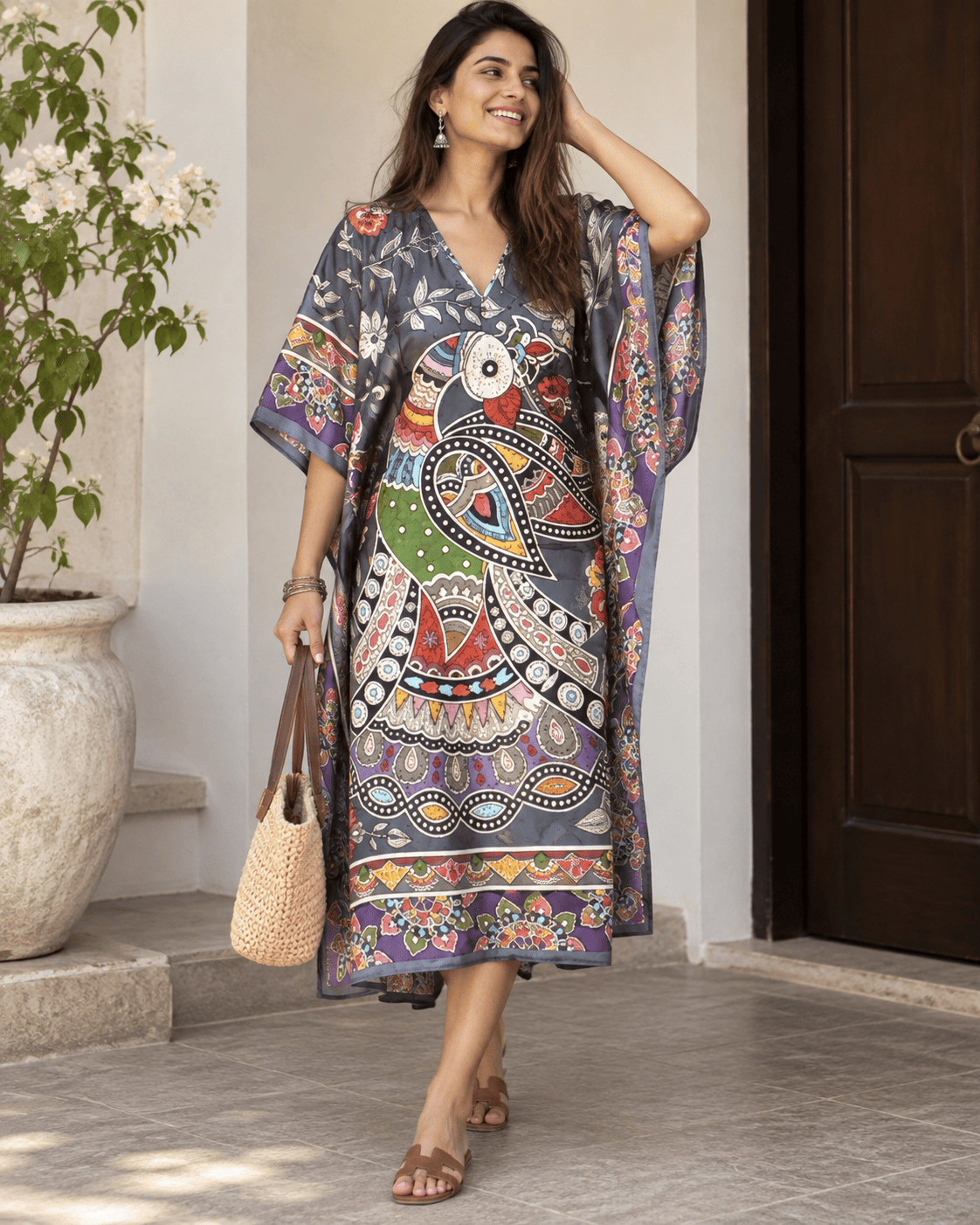 Peacock Kaftan - Grey