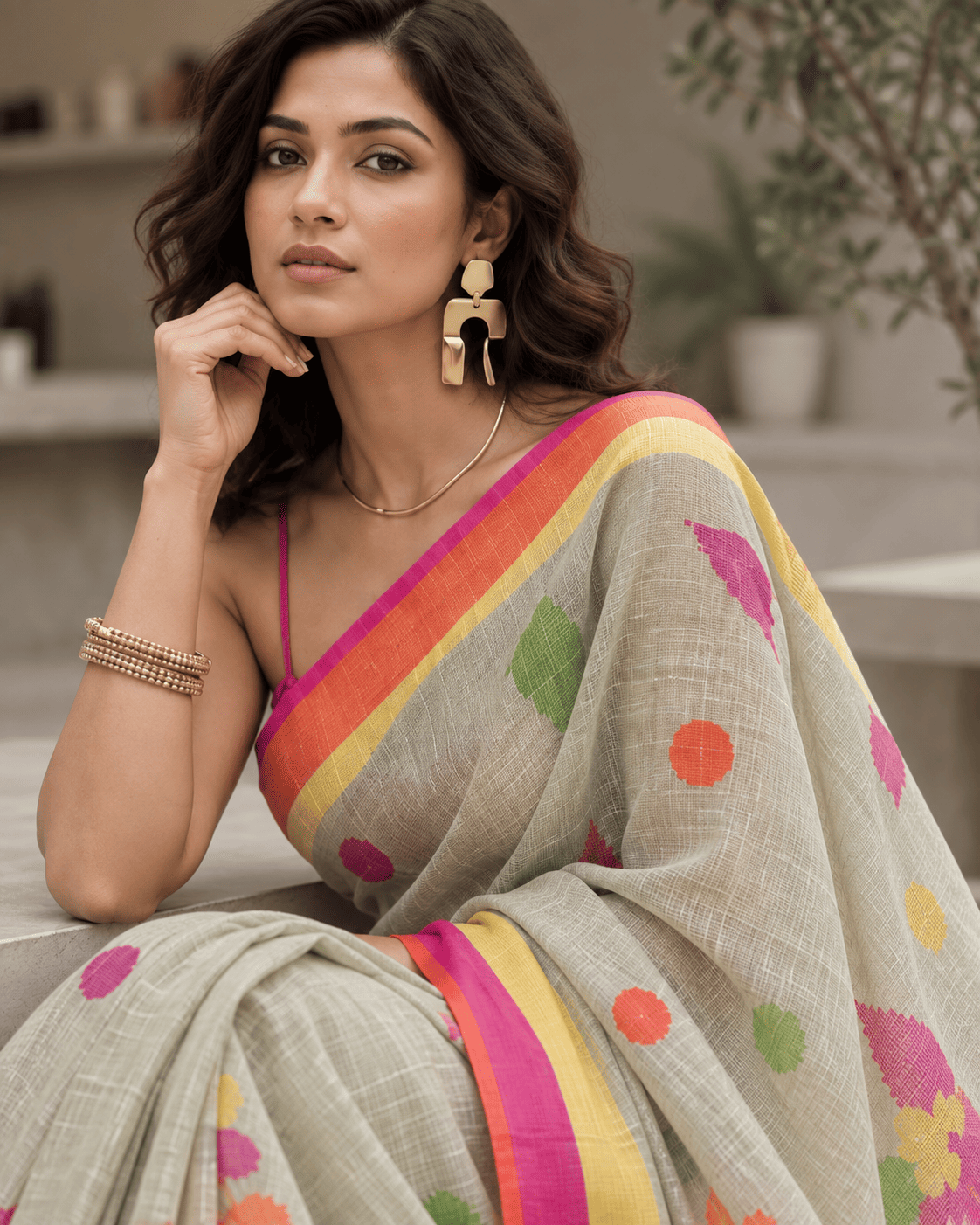 Rasbhari Saree - Pista