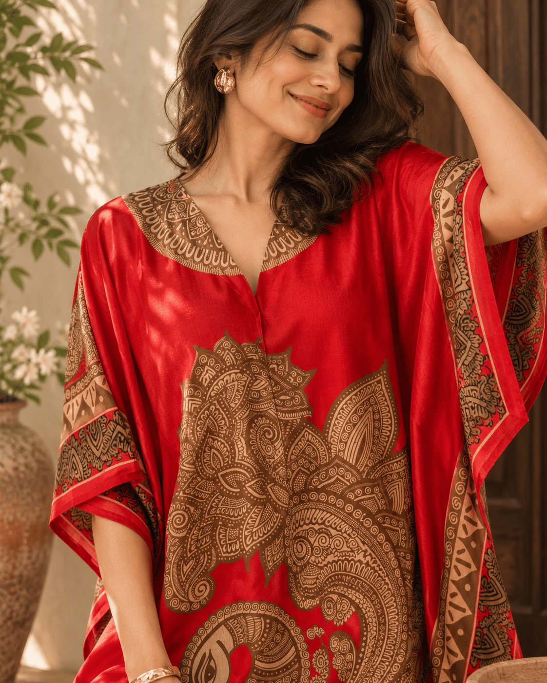 Peacock Kaftan - Red