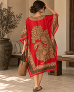 Peacock Kaftan - Red