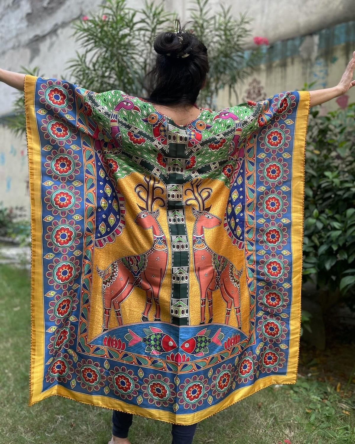 Madhubani Kaftan - Yellow Deer