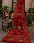 Mirror Work Dupatta - Red