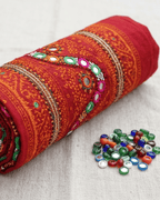 Mirror Work Dupatta - Red
