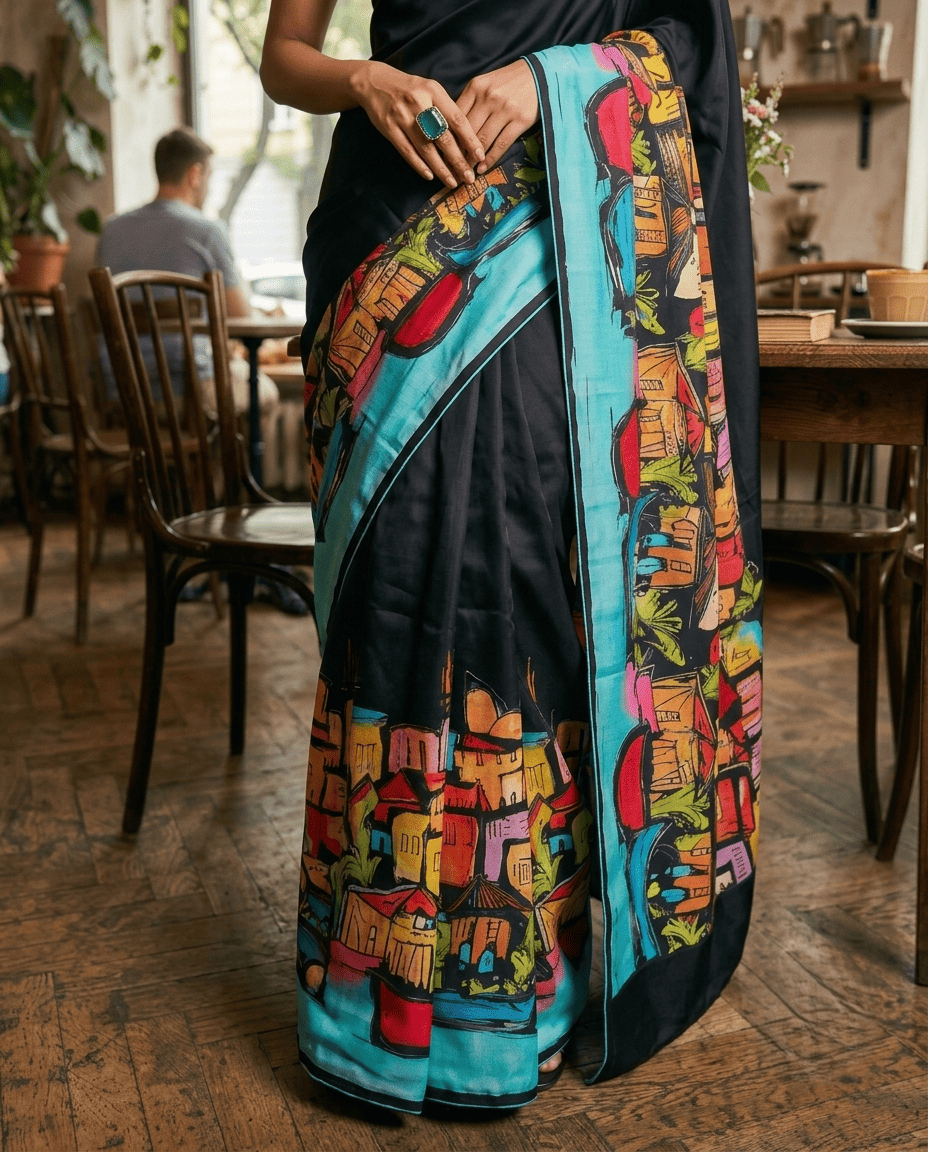 Cityscape Saree - Black