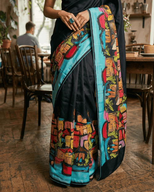 Cityscape Saree - Black