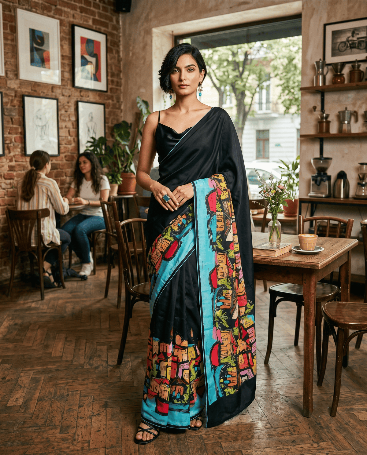 Cityscape Saree - Black