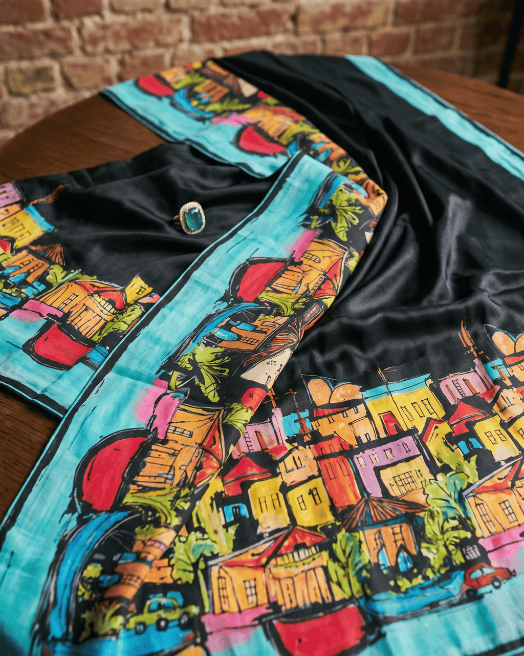 Cityscape Saree - Black