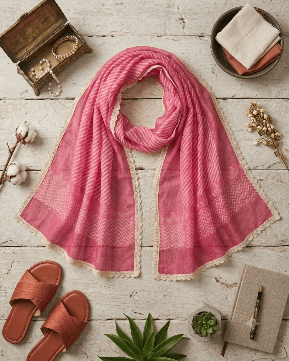 Pink Waves dupatta