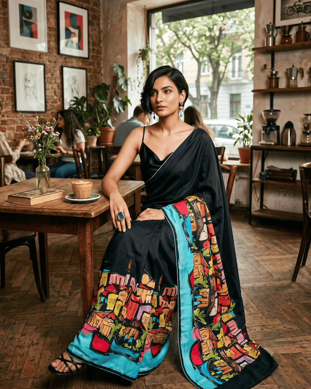 Cityscape Saree - Black