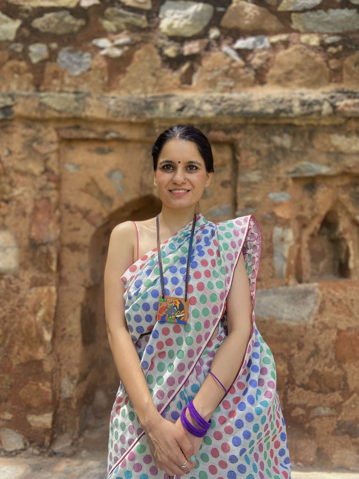 Polka Dots Saree - White
