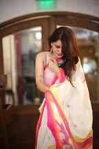 Rasbhari Saree - White