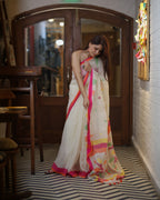 Rasbhari Saree - White