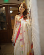 Rasbhari Saree - White