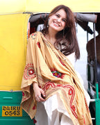 Mirror Work Dupatta - Beige