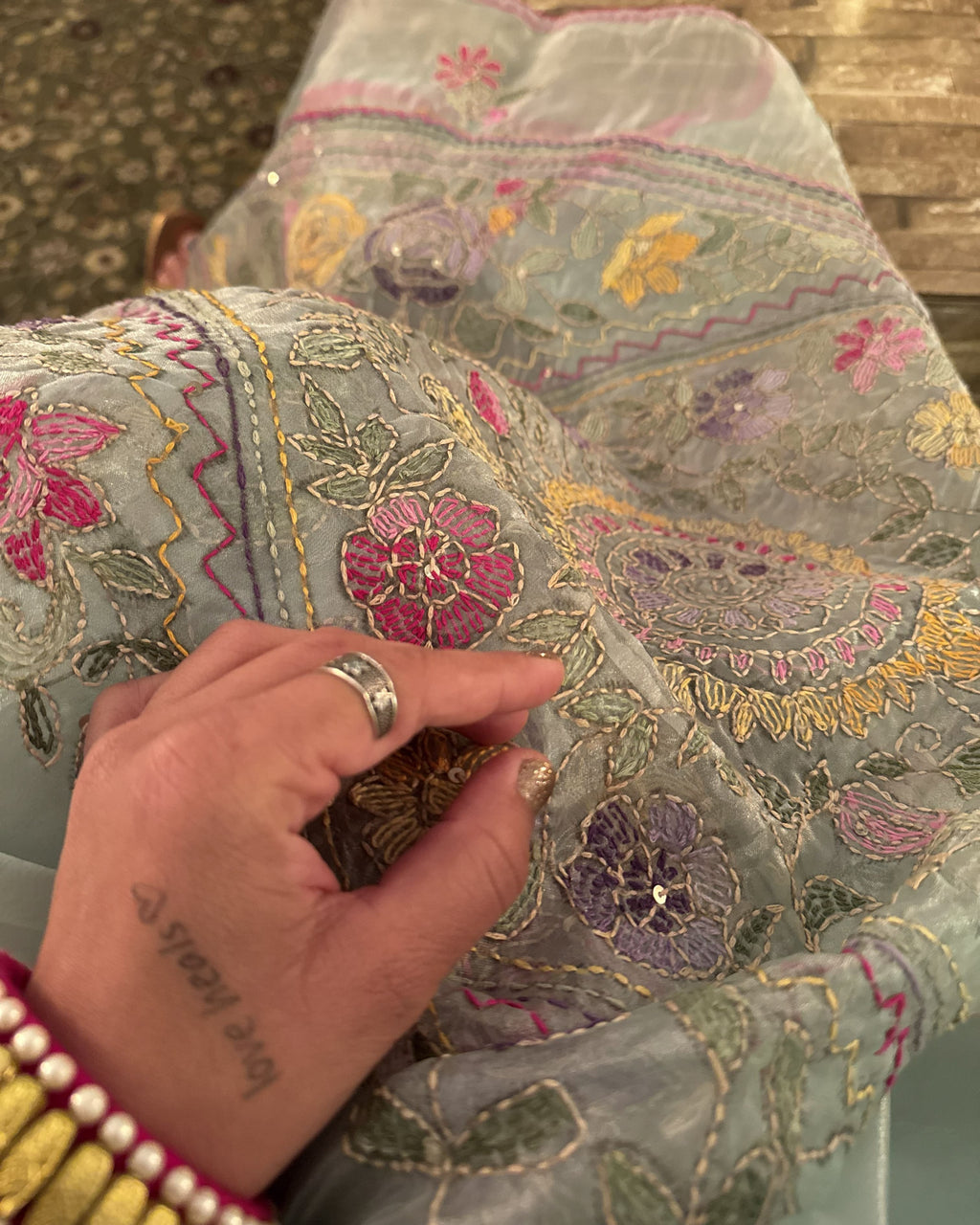 Still Meera Saree - Ice Blue